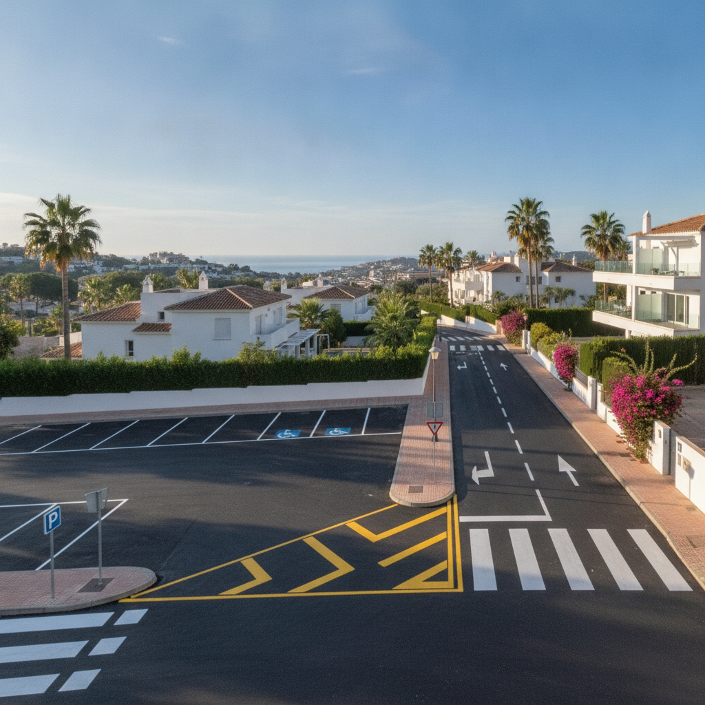 La importancia de la Pintura de señalización vial para zonas residenciales y parkings en Benalmádena