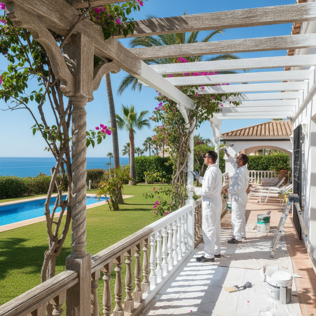 Guía completa para pintar barandillas y pérgolas de madera en jardines de chalets en Torremolinos