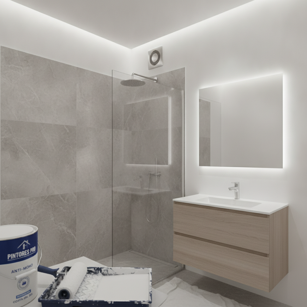 Pintura plástica con conservante antimoho: La solución para baños sin ventana en Málaga