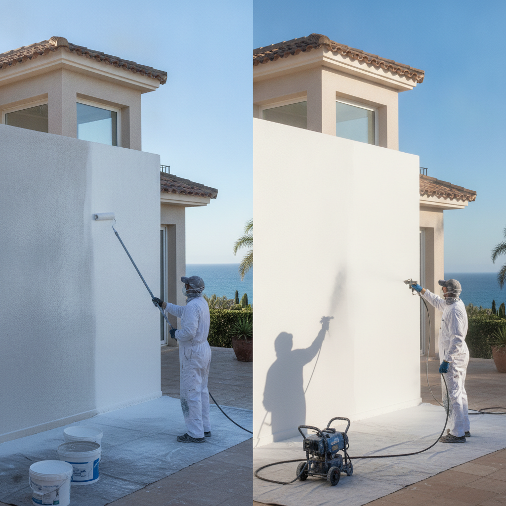 ¿Cuál es la diferencia entre pintar con rodillo o con máquina Airless en chalets grandes?